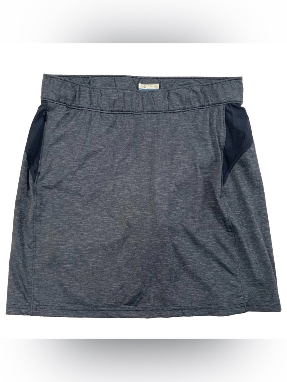 Columbia Skort Shorts Skirt Blue Elastic Waist Size Medium Stretch Zip Pocket
